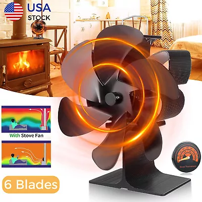 6-Blade Stove Fan Wood Stove Fan Fireplace Fan Heat Powered Fireplace Fan Eco US • $24.99