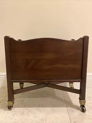 Vintage ETHAN ALLEN Magazine Rack Georgian Style Mahogany Wood W/ Casters 1978 • $250