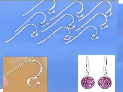 925 Sterling Silver Jewellery Ear Wire S Ball Hooks DIY Earwire Huggie Findings  • $4.85