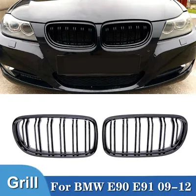 For BMW E90 E91 325i 328i 2009~11 LCI Front Kidney Grille Grill Pair Gloss Black • $25.99