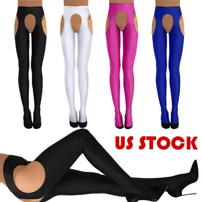 US Women Hollow Out Tights Stretchy Suspender Pantyhose Slim Tights Nightwear • $13.53