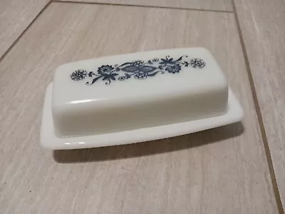 Vintage Pyrex Milk Glass Butter Dish “Old Town/Dark Blue Onion”. 72-B-USA Made. • $21