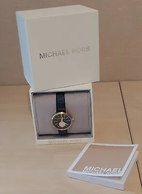 Michael Kors Petite Portia Black Leather Band Ladies Quartz Watch • $43.15