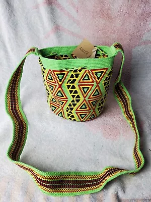 Authentic Wayuu Mochila Colombian Bucket Bag Handmade Multicolored 6  X 7  NWT  • $38.49