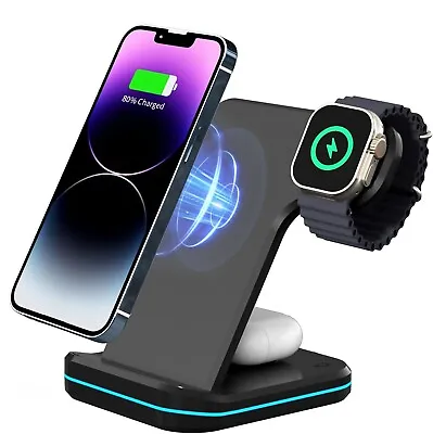 Wireless Charger Charging Station 3 In1 For Apple Watch Air Pods IPhone 15 14 13 • $14.99