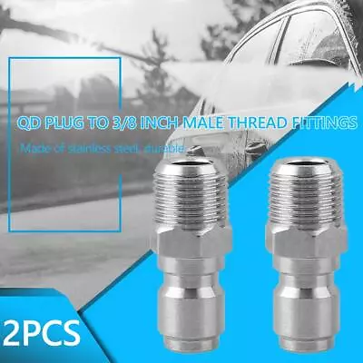 2x NPT 3/8 Inch Threaded Male Quick Connect Plug Adapters For Pressure Washer • $7.50