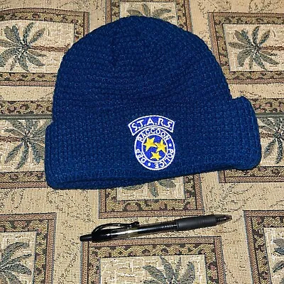 Resident Evil STARS Raccoon City Police Blue Crochet Hat Cap Beanie SMALL • $25