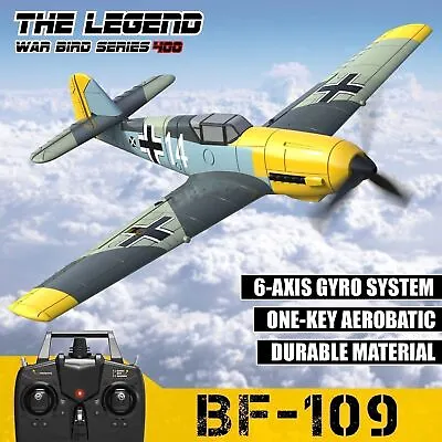 Volantex BF109 2.4G 4CH Fighter RC Plane 400mm Wing 6-Axis Gyro Glider Model Toy • $104.38
