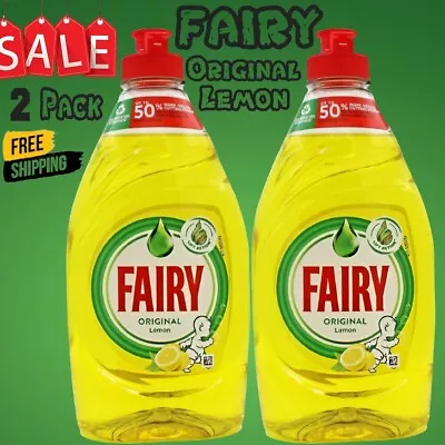 Pack Of 2 Fairy Original Lemon Washing Up Liquid Dishes Grease Cleaner 320ml Uk • £6.99