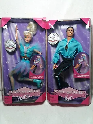 Olympic Skater Barbie AND Ken Dolls Mattel Set Of Two New Unopened Boxes Vintage • $19.97