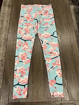 Womens Spring Floral Sakura Cherry Blossoms Leggings New Medium $55 • $18.20