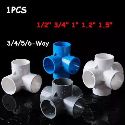 1pc PVC 3/4/5/6-Way Elbow Connector Pipe Fittings 1/2  3/4  1  1.2  1.5  3 Color • $3.26
