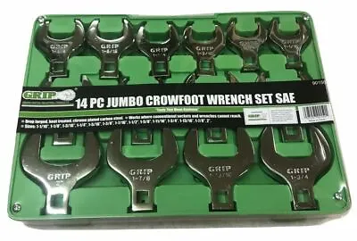 14pc GRIP SAE Jumbo Crow Foot Wrenches Set Crowfoot 1 1/16 - 2  Open End 90150 • $87.99