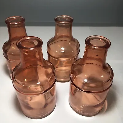 Set Of Four - Mini  Pink Glass Bottle Vases 5 In. Height • $15