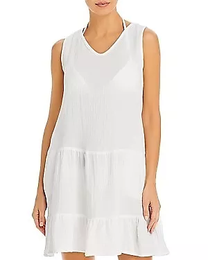 J. Valdi WHITE Ruffled Dress Swim Cover Up US Small • $39.60