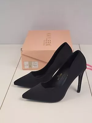 KAYLEEN By Los Angeles Black Suede Pointed Toe Stiletto Heels Women's Size 5.5 • $20