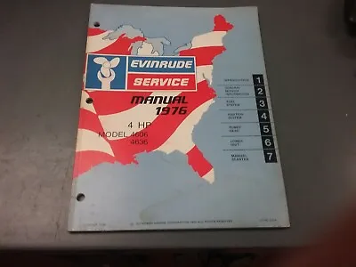 Service Manual For A 4 HP Evinrude Outboard Motor 1976 • $24.95