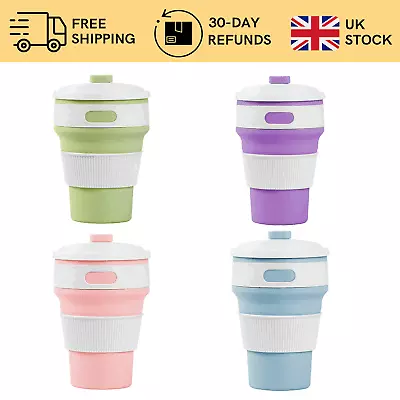 NEW Collapsible Coffee Tea Silicone Cup Foldable Portable SportTravel Mug Bottle • £7.49
