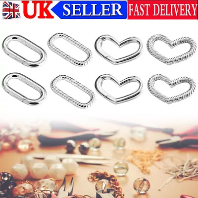 2X 925 Sterling Silver Oval Heart Lobster Clasps Connector Bracelet Necklace DIY • £10.58