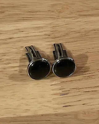 Vintage Round Black Cuff Links Cufflinks • $4.99