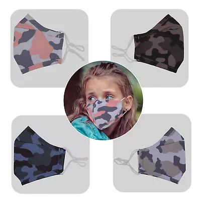 Camo Face Mask Ladies Adult Washable Womens Adjustable Cotton Masks With Filters • £3.59