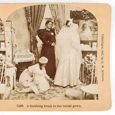 Seamstress Making Final Adjustments Stereoview C1897 Bride Mirror Wedding A2687 • $26.95