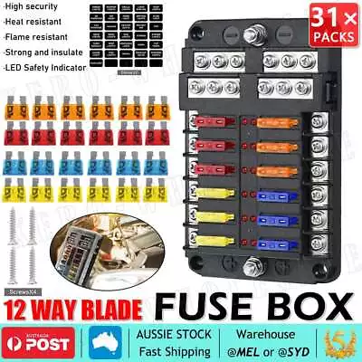 12 Way Auto LED Blade Fuse Box Block Holder 12V 32V Car Power Distribution Relay • $16.99