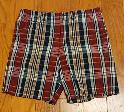 Merona Mens Flat Front Multi Color Plaid Casual Shorts Side 36 • $10.05