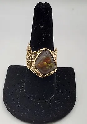 14k Yellow Mens Ring Agate Vintage Art Deco  14.5 Grams • $1399.99