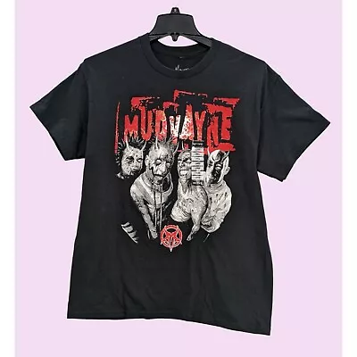 Mudvayne Masks Group Portrait Rock Men Pullover Crew Neck Black T-Shirt Size L • $20