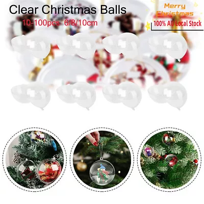 10-100x Clear Plastic Christmas Ball Baubles Fillable Xmas Tree Decor Ornament • $15.99