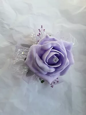 Prom /Wedding Lilac  Rose  Wrist Corsage/crystal Bead  Bracelet • £6.75