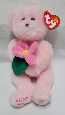 Ty Beanie Baby 2006 LOVE U MOM Pink With Pink Flower • $10.61