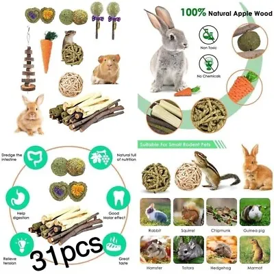 31pcs Chew Toys Xmas Set For Small Animal Rabbit Guinea Pig Hamster Chinchillas • £10.59