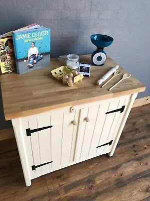 Solid Pine Freestanding Kitchen Handmade Cupboard Central Island Oak Worktop • £695