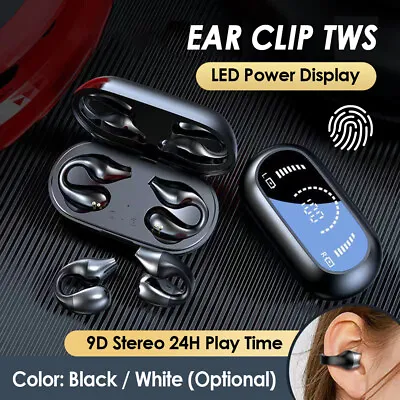 £19.99 • Buy Ear Clip TWS Wireless Bluetooth 5.3 LED Headset Headphones HiFi Stereo Earphones