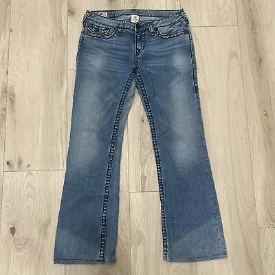 True Religion Women  Becky Super T Jeans Size 32x30 Bootcut Blue Mid Rise • $34.95