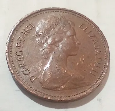 British One 1 New Penny 1971 Coin Pence Cent UK GB Queen Elizabeth II • $2.07