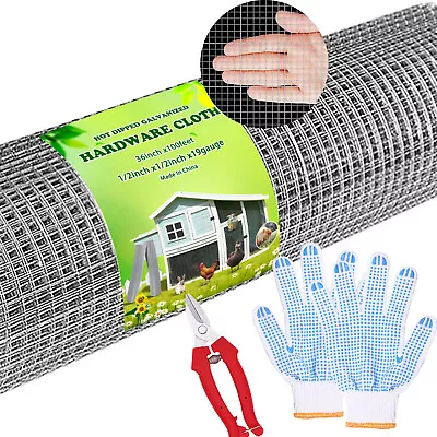 Hardware Cloth 1/2in 36inx100ft Hot Dip Galvanized Chicken Coop Wire Mesh Fence • $74.99