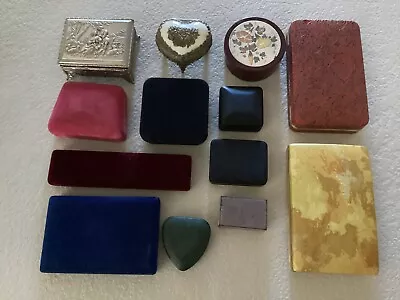 Lot Of 13 Vintage Jewelry Boxes - Hard Shell/Velvet/Metal/Heart/Victorian Styles • $39.95