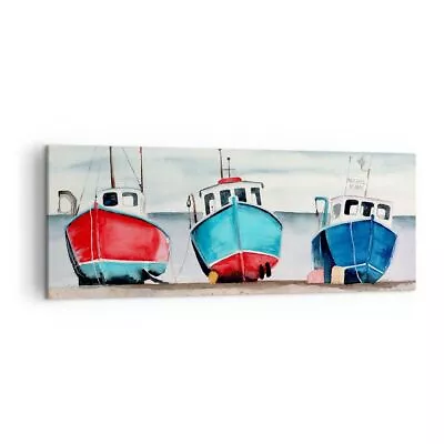 Canvas Print 140x50cm Wall Art Picture Nautical Seaside Fishing Cutters Artwork • £56.99