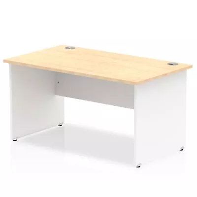 Impulse Straight Office Desk W1400 X D800 X H730mm Panel End Leg Maple Finish Wh • £242.45