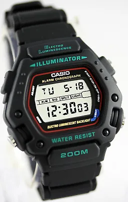 Casio DW-290-1V Mens Black 200m WR Sports Watch Digital Alarm Chronograph New • $80.25