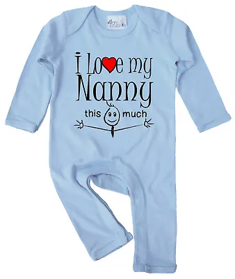 Nanny Baby Clothes  I Love My Nanny This Much  Romper Suit Granny Nan Gift • £14.95
