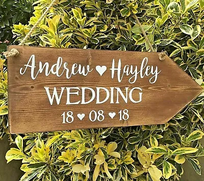 £25 • Buy Wedding Welcome Sign Personalised Large Rustic Wooden Wedding This Way Arrow 