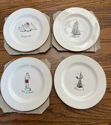 Merry Masterpieces 4 Dessert Plates International Collection Christmas • $16.99
