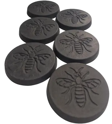 6 X Charcoal Round Concrete Garden Stepping Stones 23cm / 9Inch | Bee • £64.96