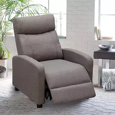 Modern Reclining Chair Push Back Theater Adjustable Recliner With Footrest Grey • $141.08