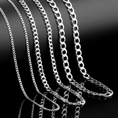 £2.89 • Buy Stainless Steel 316l Mens Curb Chain Cuban Link Necklace Boys Chunky 3mm-15mm Uk