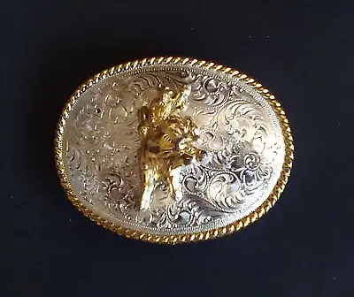 Vintage Western Bull Riding Cowboy Belt Buckle With FREE Shipping • $26.75